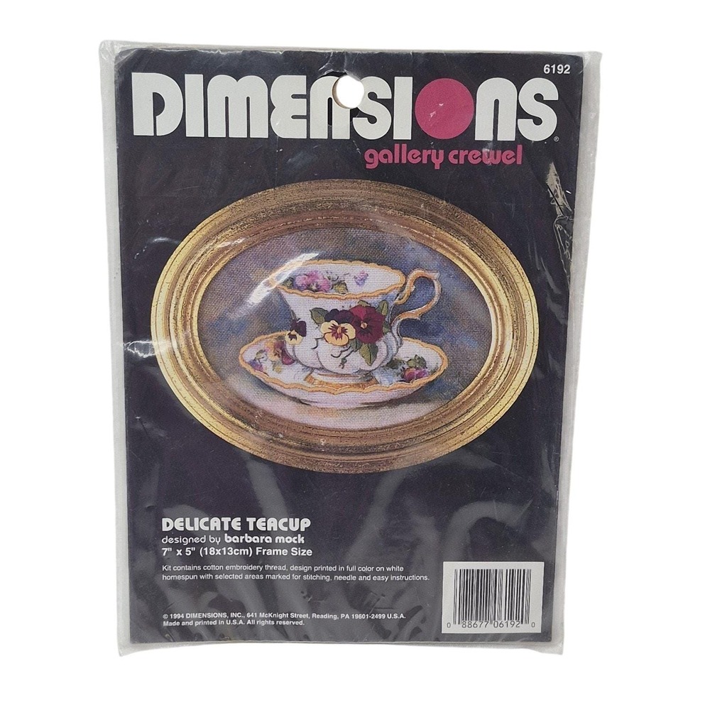 Dimensions Gallery Crewel Kit Delicate Teacup Needlepoint Embroidery 6192 7 x 5